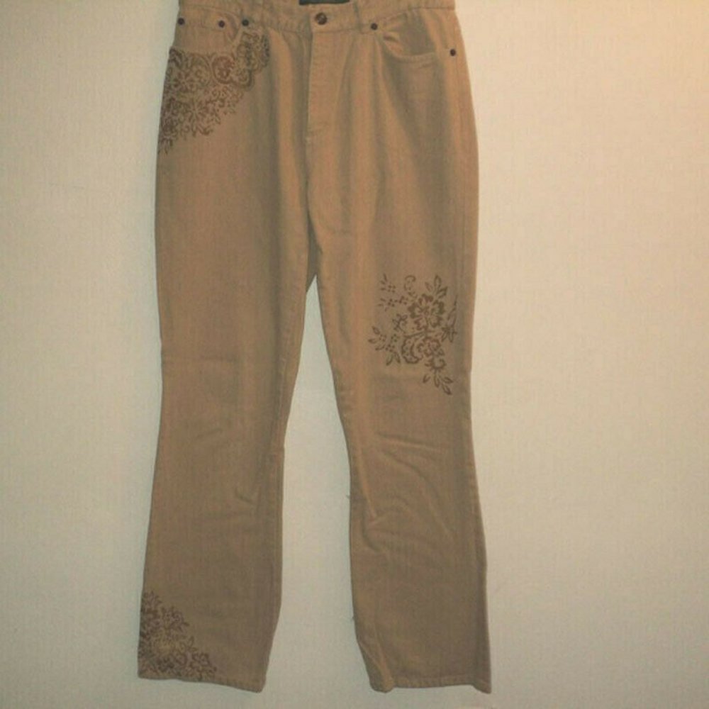 Lauren Jeans Ralph Women's Sz 8 Tan Floral Accents